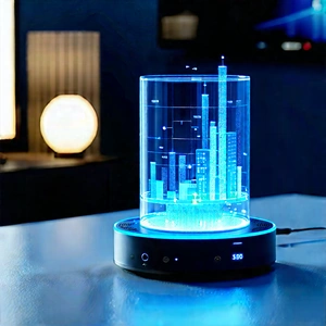 Smart Home Device With Data Visualization With Small, Blue,