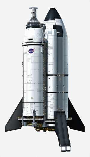 A Large White Rocket Ship Is Shown In A 3d Model