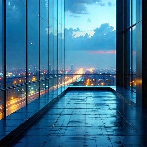 Urban Cinema 4D: Observation deck with city lights