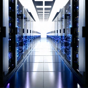 Server Rack With Data Streams With Large Room