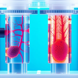 Two Glass Vials Filled With Red And Orange Liquid