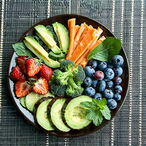 Lifestyle Drone Photography: Wellness Scene With Healthy Food With Black Plate