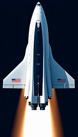 A Space Shuttle With Its Landing Gear Down, Flying Through The Sky