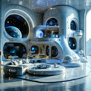 Futuristic Smart Home With Futuristic, White