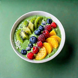 Lifestyle Long Exposure Photography: Smoothie Bowl Prepared With Seasonal Produce With White Bowl