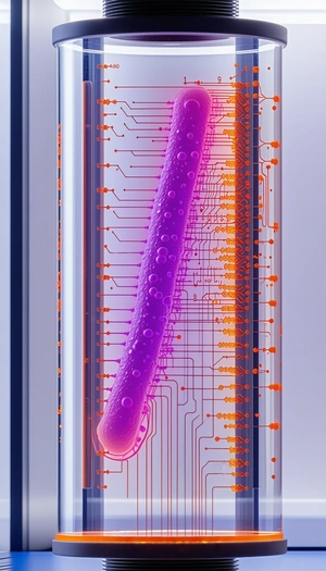 A Purple Wire Is Running Through A Computer Circuit Board
