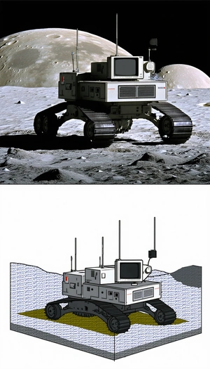 A Robotic Vehicle Is Shown In Two Different Views