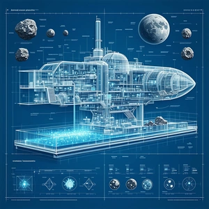 futuristic spacecraft shown blue drawing