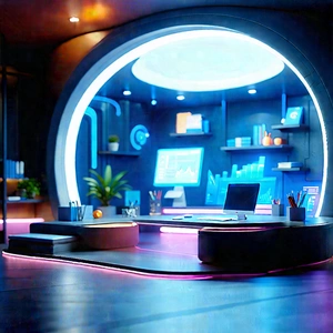Futuristic Tech Startup Office With Image, There