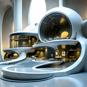 Futuristic Innovation Hub With Image, There