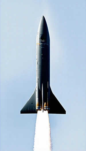 A Rocket Is Seen In The Sky, With Its Tail End Visible