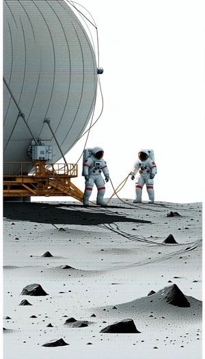 In The Image, There Are Two Astronauts Standing On The Moon, Wearing Their Space Suits