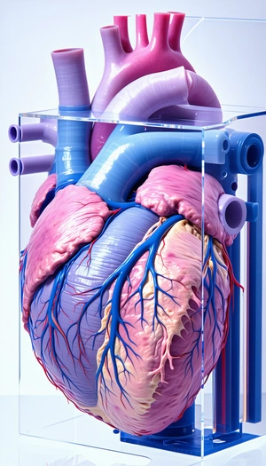 A Heart Is Displayed In A Glass Case, Showcasing Its Intricate Structure And Blood Vessels