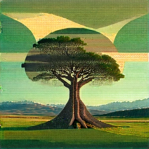 Nature Geometric Design: Ancient (tree:1.33) in summer