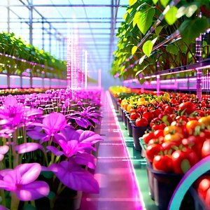 Agricultural Technology In Modern Laboratory With Colorful, Computer-generated