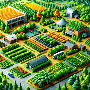 Agricultural Technology In Research Center With Cartoon-like Drawing