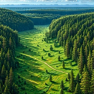 Nature Isometric Design: Clear sky over forest clearing