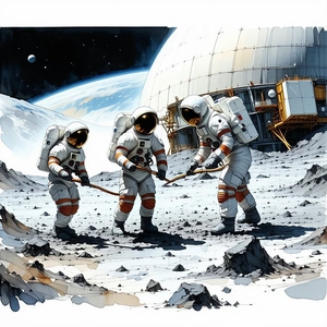 In The Image, Three Astronauts Are Standing On The Moon, Each Holding A Long Pole