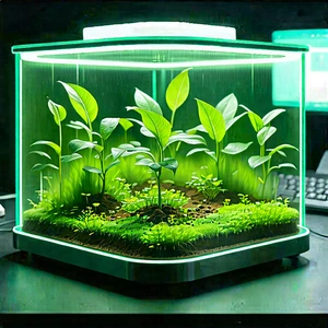 Agricultural Technology In Tech Office With Green Plant