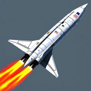 A Rocket Is Flying Through The Sky, Leaving A Trail Of Smoke Behind It