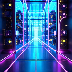 Tech Architectural Photography: Quantum Computer With Neon Accents With Image, There