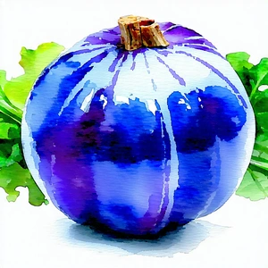 Lifestyle Watercolor Painting: Fresh Salad Prepared With Seasonal Produce With Large Blue