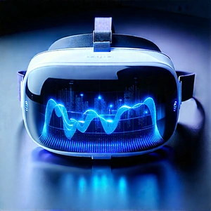 Vr Headset With Data Visualization With Pair Blue