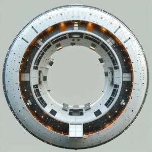 A Large, Round, White Structure With A Circular Opening In The Center