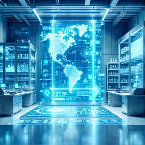 Financial Technology In Modern Laboratory With Image, There