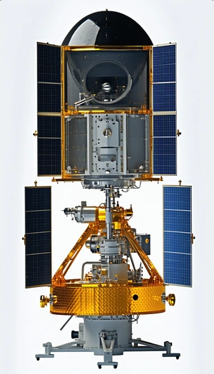 A Large Spacecraft With A Distinctive Gold And Black Color Scheme