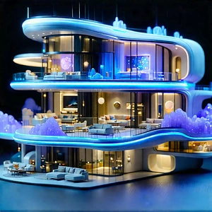 (futuristic:1.39) Smart Home With Large