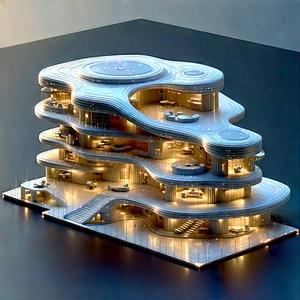 (futuristic:1.42) Innovation Hub With Large, Futuristic