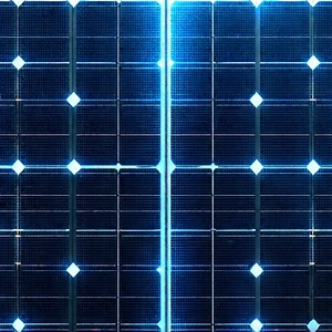 Solar panel with blue light glow