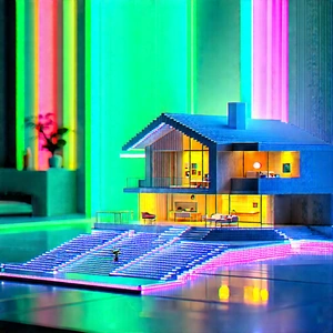 Futuristic Smart Home With Small, Colorful