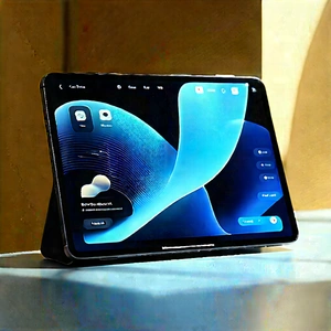 Tablet With User Interface With Black Smartphone