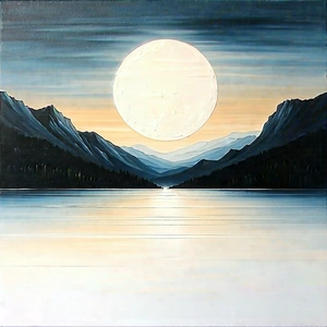 Abstract Acrylic Painting: Minimalist Arrangement With Horizon Line With Beautiful Scene