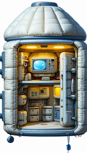 In The Image, There Is A Futuristic Computer Room With A Large Computer Monitor On The Wall