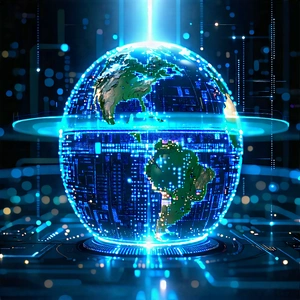 Tech Professional Photography: Big Data Visualization With Blue White
