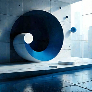 Abstract Sci-fi Art: Minimalist Study With Geometric Shape With Image, There