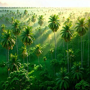 Nature Aerial Photography: Tropical plants in sunlit clearing