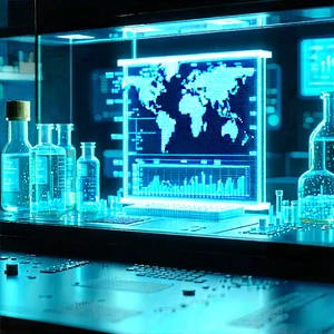 Financial Technology In Modern Laboratory With Futuristic Laboratory