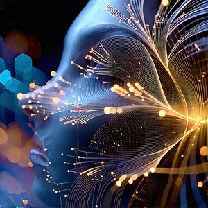 Close-up of fiber optic cables