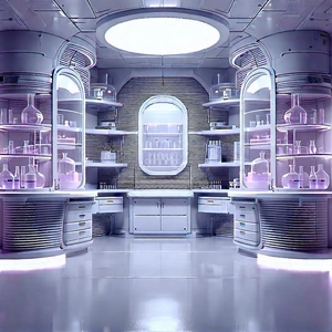 Futuristic Research Laboratory With Image, There