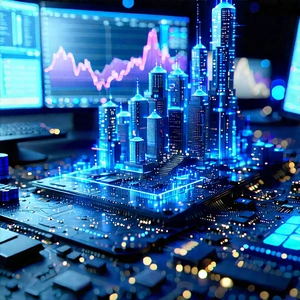 Financial Technology In Field Deployment With Futuristic Cityscape