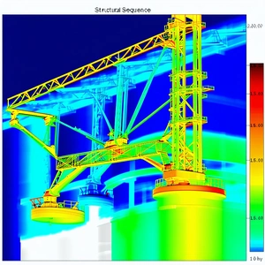 The Image Is A 3d Model Of A Crane, Which Is A Large Yellow Structure