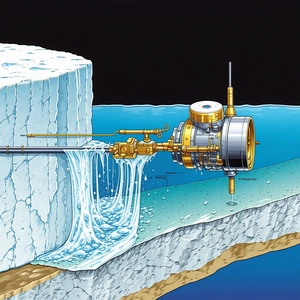 The Image Is A Detailed Illustration Of A Submarine, Which Is Situated Underwater
