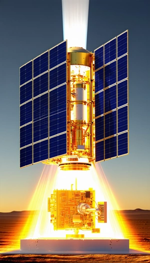 A Large Satellite With A Solar Panel On Top