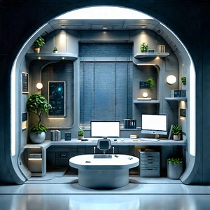 Futuristic Tech Startup Office With Image, There