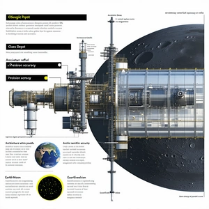 A Large, Detailed Illustration Of A Space Station Is Displayed In A Magazine