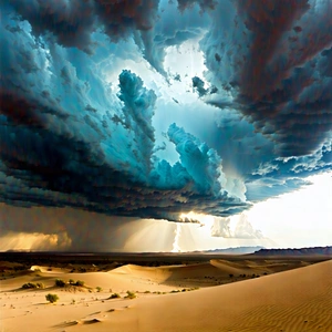 Nature Lithograph: Storm (clouds:1.25) Over Desert With Sandy Desert